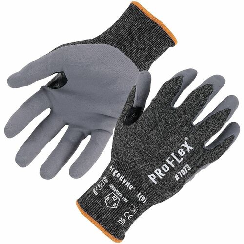 Ergodyne ProFlex 7073 Nitrile Coated Cut-Resistant Gloves - Cut, Abrasion Protection - Sandy Nitrile Coating - 11 Size Number - XXL Size - Unisex - Gray - Touchscreen Capable - Cut Resistant, Abrasion Resistant, Breathable, Lightweight, Flexible, Puncture