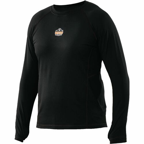 Ergodyne N-Ferno 6435 Midweight Long Sleeve Base Layer Shirt - 240g - 5XL Size - Polyester - Black