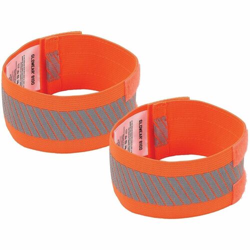 Ergodyne Hi-Vis Arm/Leg Band with Hook & Loop - Adjustable - Small (S)/Medium (M) - Hook & Loop Attachment - 14" Length - Orange - 2 Pack