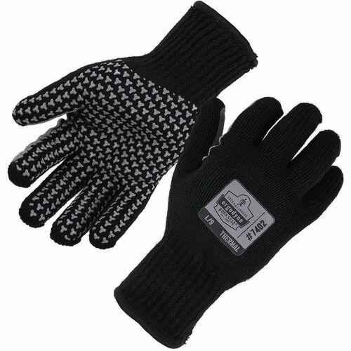 Ergodyne ProFlex 7402 Thermal Knit Cooler Gloves - Cold Temperature, Hand Protection - 8 Size Number - Medium Size - Acrylic, Polyester - Black - Dual Layer, Flexible, Reinforced Thumb Saddle, Durable, Elastic Wrist, Comfortable, Machine Washable, Cold Re