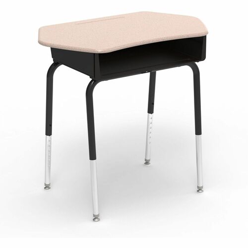 Lorell League Adjustable-Height Open-Front Student Desks - x 33" Width x 20" Depth - Finish: Sandstone - Sandstone Table Top - Durable, Storage Space - For Student, Desk, Storage