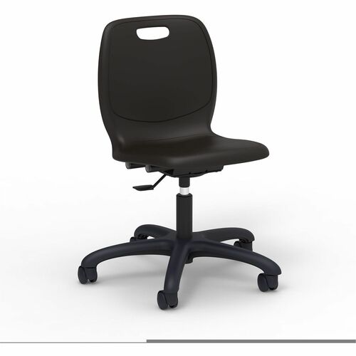 Lorell League Adjustable-Height Task Chairs - Material: Polypropylene - Finish: Black - Swivel, Casters, Versatile, Adjustable Seat, Swivel Caster, Dual Wheel Caster, Pneumatic Adjustment, 360° Swivel, Hooded Caster, Swivel Casters - For Classroom, Co