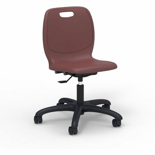 Lorell League Adjustable-Height Task Chairs - Material: Polypropylene - Finish: Burgundy - Swivel, Casters, Versatile, Adjustable Seat, Swivel Caster, Dual Wheel Caster, Pneumatic Adjustment, 360° Swivel, Hooded Caster, Swivel Casters - For Classroom,