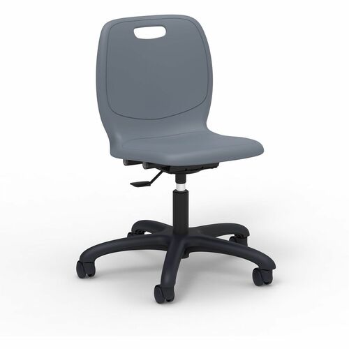 Lorell League Adjustable-Height Task Chairs - Material: Polypropylene - Finish: Graphite - Swivel, Casters, Versatile, Adjustable Seat, Swivel Caster, Dual Wheel Caster, Pneumatic Adjustment, 360° Swivel, Hooded Caster, Swivel Casters - For Classroom,