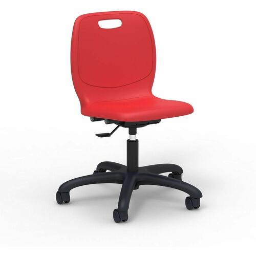 Lorell League Adjustable-Height Task Chairs - Material: Polypropylene - Finish: Red - Swivel, Casters, Versatile, Adjustable Seat, Swivel Caster, Dual Wheel Caster, Pneumatic Adjustment, 360° Swivel, Hooded Caster, Swivel Casters - For Classroom, Comp