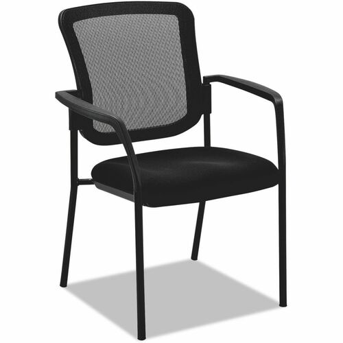 Alera Elusion Guest Chair - Black Seat Color - Fabric Seat Material - Black Back Color - Mesh Back Material - Black Frame Color - Steel Frame Material - Four-legged Base - Black - Plastic - Armrest