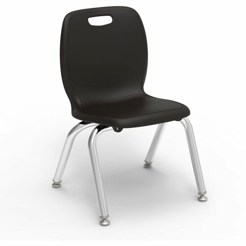 Lorell League Stacking Student Chairs - Material: Polypropylene - Finish: Black - Stackable, Comfortable, Contoured Seat - For Student, Classroom