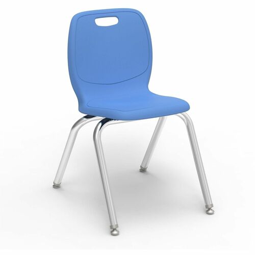 Lorell League Stacking Student Chairs - Four-legged Base - Sky Blue - Polypropylene
