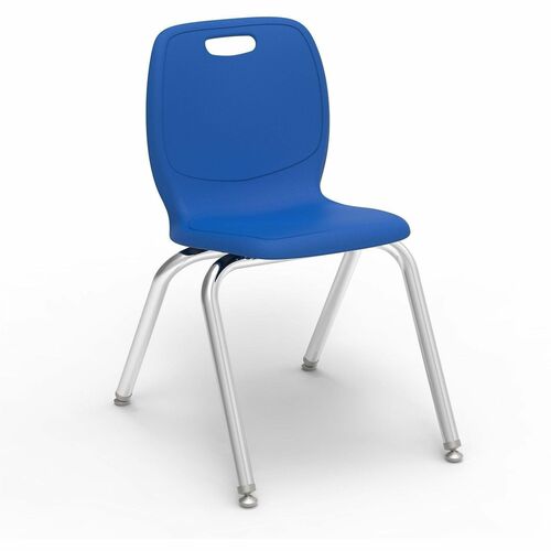 Lorell League Stacking Student Chairs - Four-legged Base - Cobalt - Polypropylene
