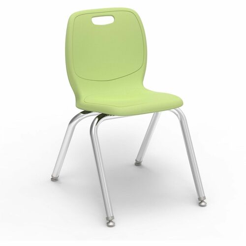 Lorell League Stacking Student Chairs - Four-legged Base - Green Apple - Polypropylene