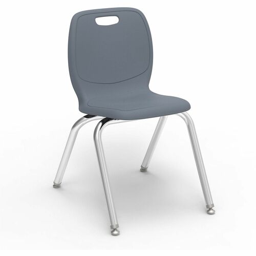 Lorell League Stacking Student Chairs - Four-legged Base - Graphite - Polypropylene