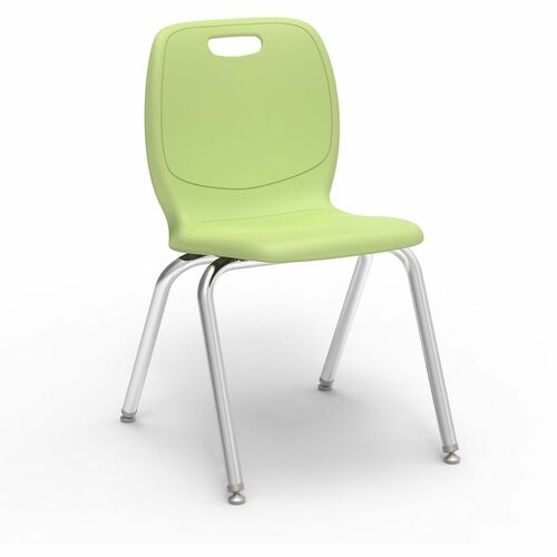 Lorell League Stacking Student Chairs - Four-legged Base - Green Apple - Polypropylene