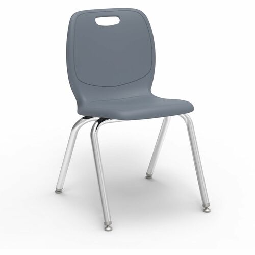 Lorell League Stacking Student Chairs - Four-legged Base - Graphite - Polypropylene