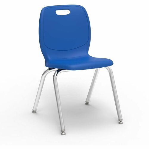 Lorell League Stacking Student Chairs - Four-legged Base - Cobalt - Polypropylene