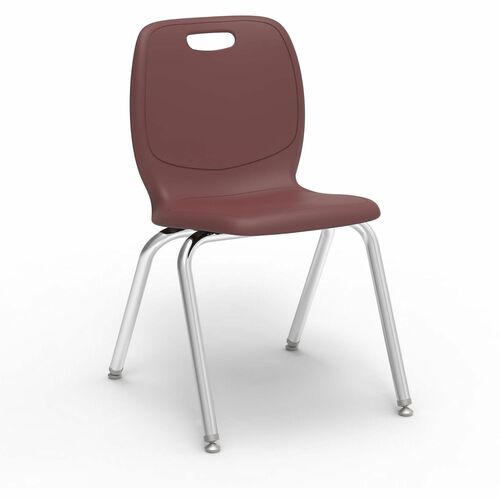 Lorell League Stacking Student Chairs - Four-legged Base - Burgundy - Polypropylene