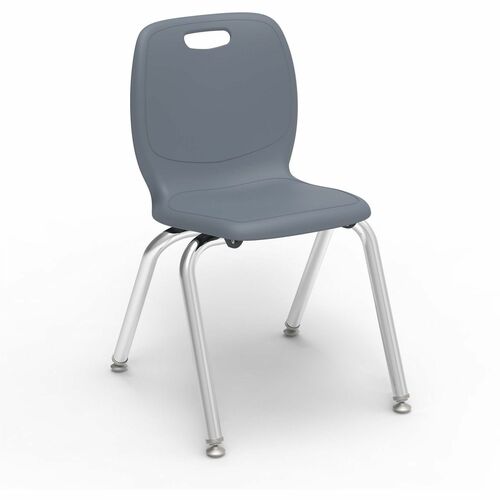 Lorell League Stacking Student Chairs - Four-legged Base - Graphite - Polypropylene