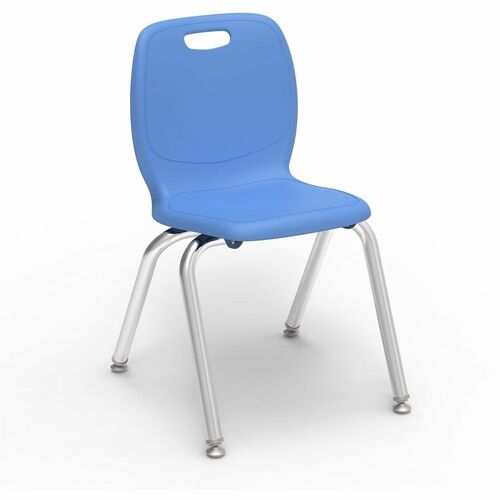 Lorell League Stacking Student Chairs - Four-legged Base - Sky Blue - Polypropylene