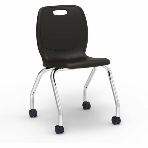 Lorell League Mobile Student Task Chairs - Four-legged Base - Black - Polypropylene, Poly