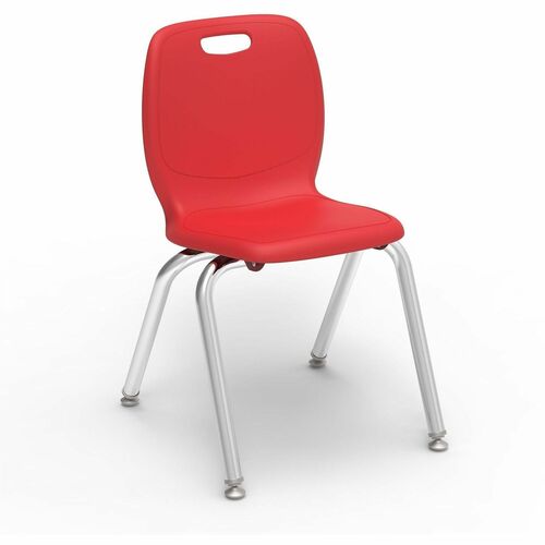 Lorell League Stacking Student Chairs - Four-legged Base - Red - Polypropylene