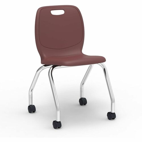 Lorell League Mobile Student Task Chairs - Four-legged Base - Burgundy - Polypropylene, Poly