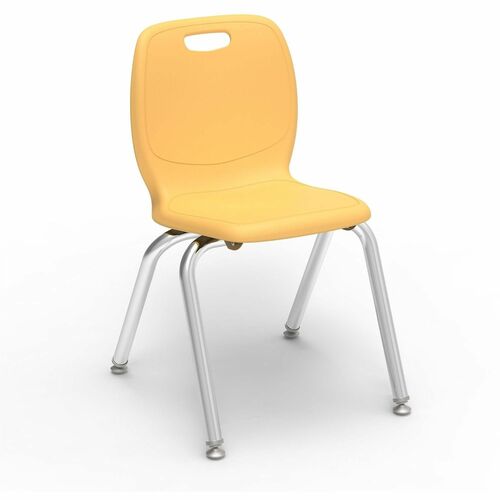 Lorell League Stacking Student Chairs - Four-legged Base - Squash - Polypropylene