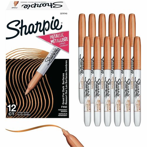 Sharpie Permanent Marker - Fine, Bold Marker Point - Bronze Metallic Ink