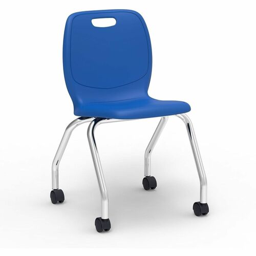 Lorell League Mobile Student Task Chairs - Four-legged Base - Cobalt - Polypropylene, Poly