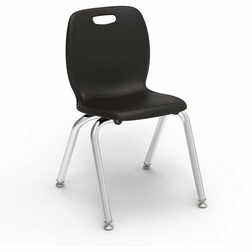 Lorell League Stacking Student Chairs - Material: Polypropylene - Finish: Black - Stackable, Comfortable, Contoured Seat, Easy to Clean - For Student, Classroom