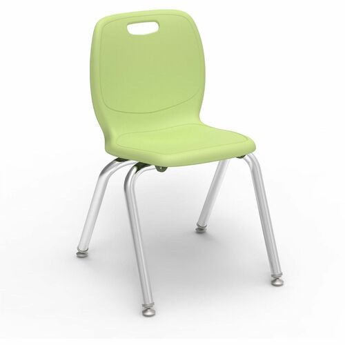 Lorell League Stacking Student Chairs - Material: Polypropylene - Finish: Green Apple - Stackable, Comfortable, Contoured Seat, Easy to Clean - For Student, Classroom