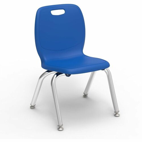 Lorell League Stacking Student Chairs - Material: Polypropylene - Finish: Cobalt - Stackable, Comfortable, Contoured Seat - For Student, Classroom