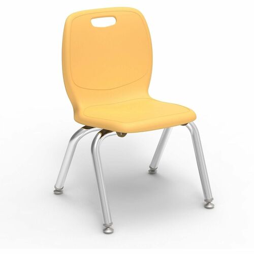 Lorell League Stacking Student Chairs - Material: Polypropylene - Finish: Squash - Stackable, Comfortable, Contoured Seat - For Student, Classroom
