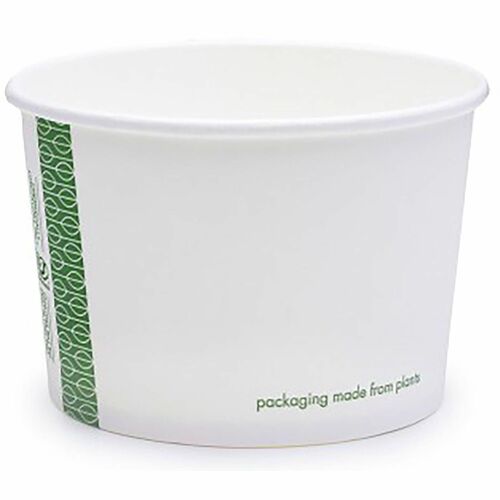 Vegware 8oz Soup Container, 90-Series - Soup, Storing, Ice Cream - White - PLA-lined Paper, Paperboard Body - 50 / Pack