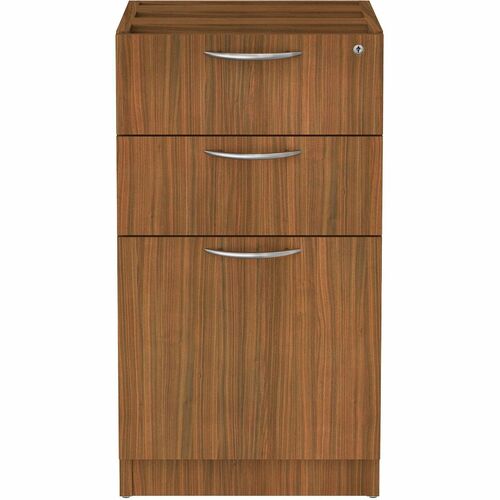 Alera Valencia Pedestal - Total Drawer(s): 3 - Drawer Configuration: 1 x File, 2 x BoxLeft/Right Side - Finish: Modern Walnut - For Desk