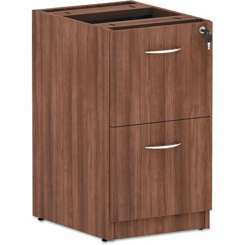 Alera Valencia Pedestal - Total Drawer(s): 2 - Drawer Configuration: 1 x FileLeft/Right Side - T-mold Edge - Finish: Modern Walnut - For Desk