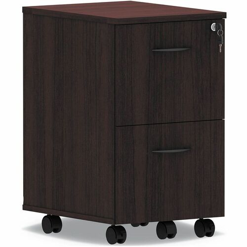 Alera Valencia Pedestal - Total Drawer(s): 2 - Drawer Configuration: 1 x FileLeft/Right Side - T-mold Edge - Finish: Mahogany - For Desk