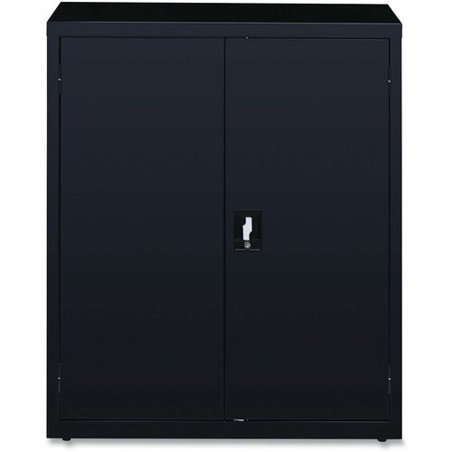 Alera Economy Assembled Storage Cabinets, 3 Shelves, 36" x 18" x 42" , Black - 36" Width x 18" Depth x 42" Height - 3 x Shelf(ves) - 2 x Door(s) - Glide, Glide/Feet Indicator, Lockable - Black - Metal, Steel