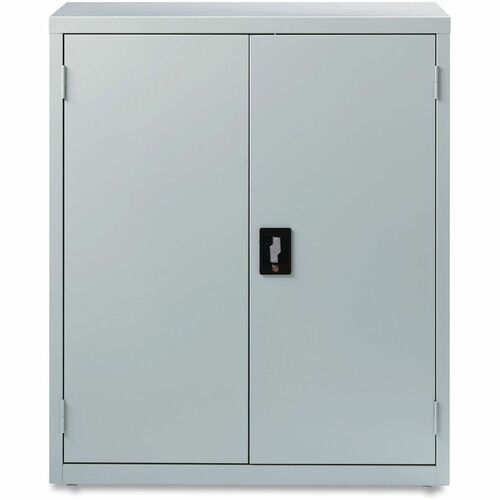 Alera Economy Assembled Storage Cabinets, 3 Shelves, 36" x 18" x 42" , Light Gray - 36" Width x 18" Depth x 42" Height - 3 x Shelf(ves) - 2 x Door(s) - Glide, Glide/Feet Indicator, Lockable - Light Gray - Metal, Steel