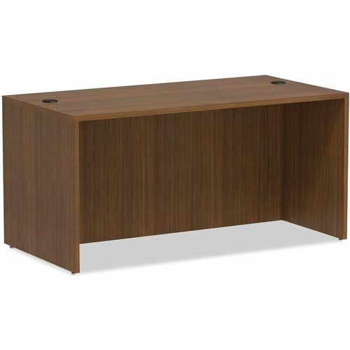 Alera Valencia Desk Shell - Rectangle - Finish: Modern Walnut - Leveling Glide, Scratch Resistant, Stain Resistant, Textured, Water Resistant