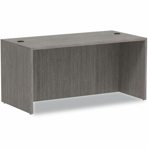 Alera Valencia Series Straight Front Desk Shell, 59.13" x 29.5" x 29.63" , Gray - Rectangle - Edge Banding, Leveling Glide, Scratch Resistant, Stain Resistant, Water Resistant