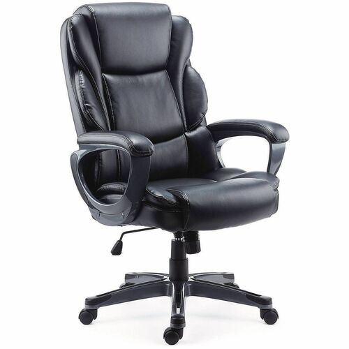 Alera Kirkdale Management Chair - Black Seat Color - Bonded Leather, Foam Seat Material - Black Back Color - Bonded Leather, Foam Back Material - Black Frame Color - Nylon Frame Material - Armrest