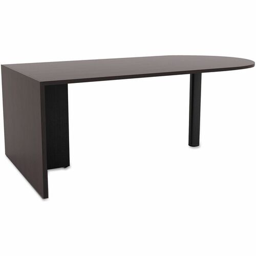 Alera Valencia Series D-Top Desk, 71" x 35.5" x 29.63" , Espresso - Curved - Edge Banding, Leveling Glide, Textured