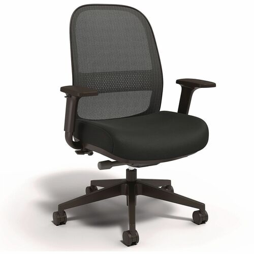 Alera Kempton Task Chair - Black Seat Color - Fabric, Foam Seat Material - Black Back Color - Mesh Back Material - Black Frame Color - Nylon Frame Material - Armrest