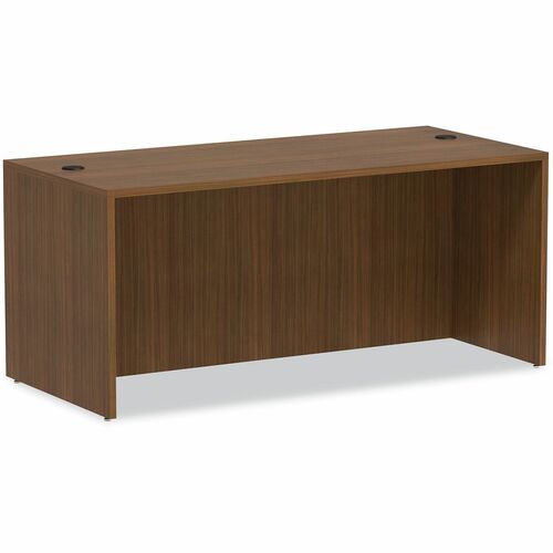 Alera Valencia Series Straight Front Desk Shell, 65" x 29.5" x 29.63" , Modern Walnut - Rectangle - Finish: Modern Walnut - Edge Banding, Leveling Glide, Scratch Resistant, Stain Resistant, Water Resistant