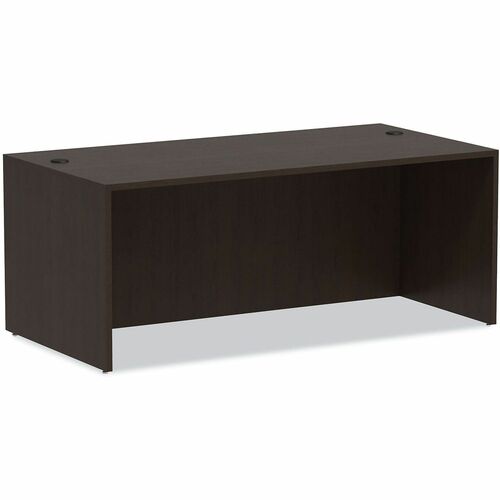 Alera Valencia Series Straight Front Desk Shell, 71" x 35.5" x 29.63" , Espresso - Rectangle - Edge Banding, Leveling Glide, Scratch Resistant, Stain Resistant, Textured, Water Resistant