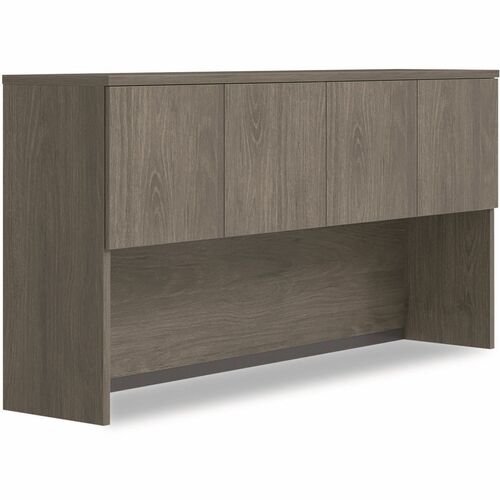 Alera Seville Hutch with Doors, 4 Compartments, 72w x 16d x 36h, Walnut - 4 Door(s) - Square Edge - Material: Melamine, Wood - Finish: Walnut - For Office