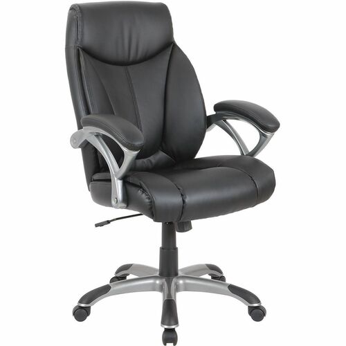 Alera Fulford Management Chair - Black Seat Color - Bonded Leather, Foam Seat Material - Black Back Color - Bonded Leather, Foam Back Material - Silver Frame Color - Nylon Frame Material - High Back - Armrest