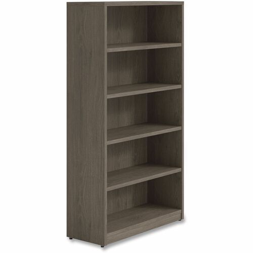 Alera Seville Bookcase, Five-Shelf, 36w x 14d x 65h, Walnut - 5 Shelve(s) - Square Edge - Material: Melamine, Wood - Finish: Walnut