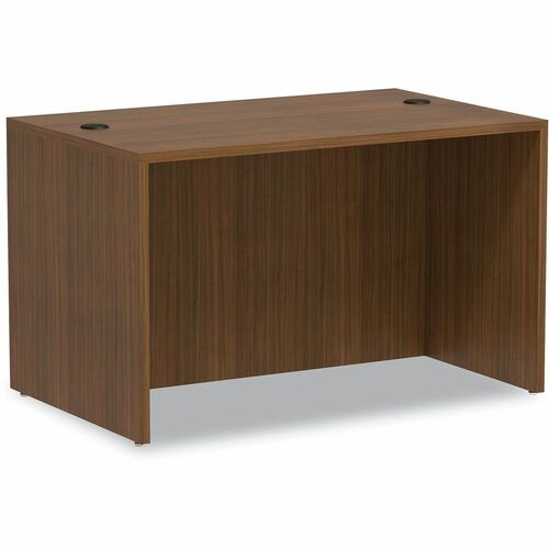 Alera Valencia Desk Shell - Rectangle - Finish: Modern Walnut - Edge Banding, Leveling Glide, Scratch Resistant, Stain Resistant, Water Resistant