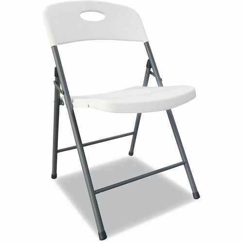 Alera Folding Chair - White Seat Color - Resin Seat Material - White Back Color - Resin Back Material - Dark Gray Frame Color - Steel Frame Material - Plastic - 4 / Carton
