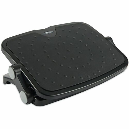 Alera Footrest - 3.75" to 7.50" Adjustable Height - 40° Tilt - Black - Plastic